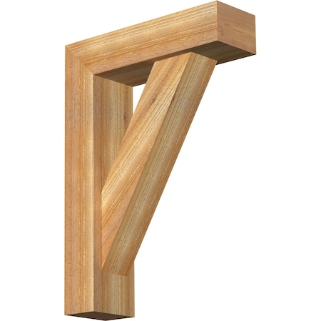 Ekena Millwork Traditional Block Rough Sawn Bracket w/ Offset Brace, Western Red Cedar, 6"W x 20"D x 28"H BKT0604X20X28TRA05RWR